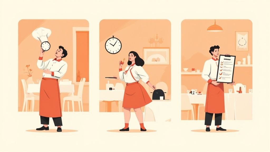 Cuoco concentrato in una cucina professionale