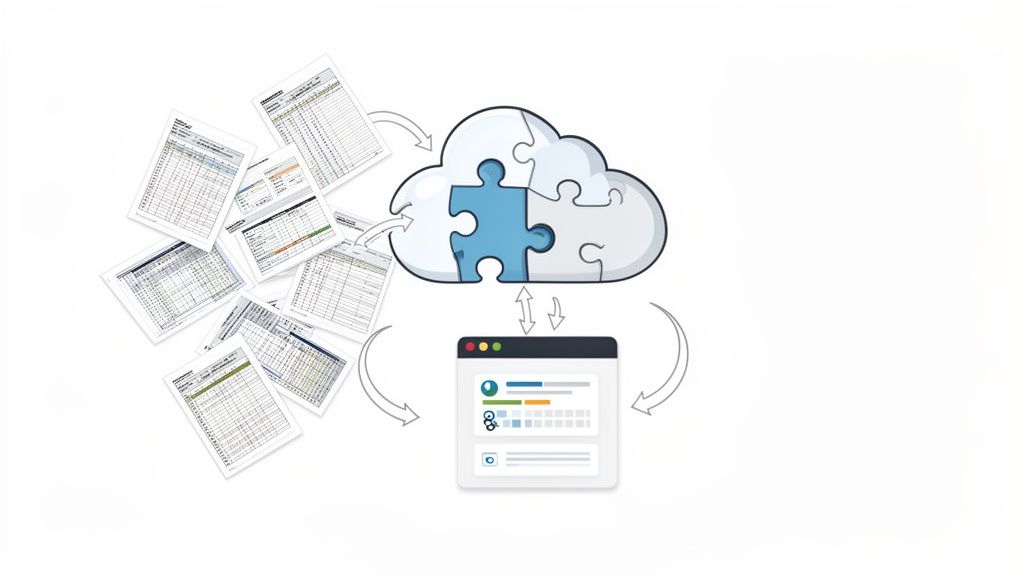 Darstellung der Dienstplanverwaltung: Dokumente werden in einer Cloud synchronisiert und über eine Weboberfläche verwaltet.